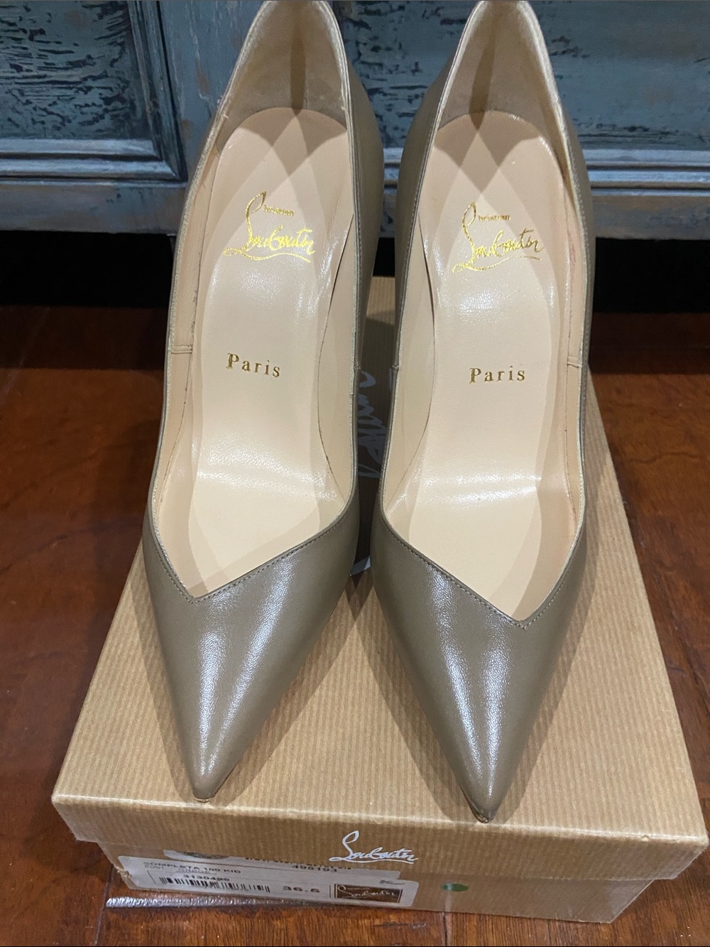 NIB Christian Louboutin Pointed-Toe Pump in Taupe